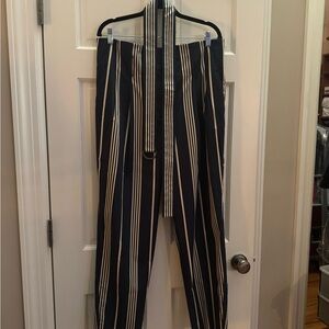 W by Worth Blue and White Dress Pants with Vertical Stripes